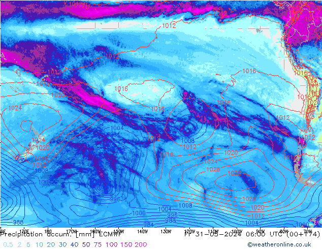 Precipitation accum. ECMWF пт 31.05.2024 06 UTC