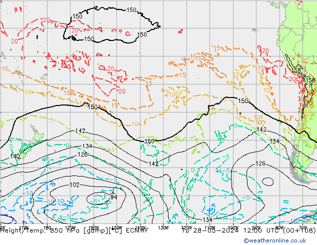 Height/Temp. 850 hPa ECMWF Ter 28.05.2024 12 UTC