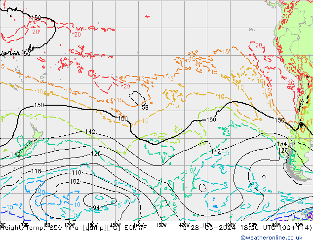 Z500/Rain (+SLP)/Z850 ECMWF Út 28.05.2024 18 UTC