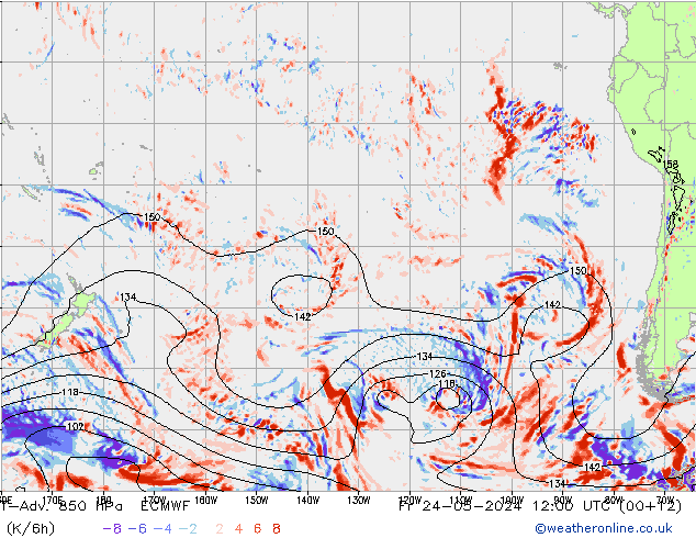 T-Adv. 850 hPa ECMWF Cu 24.05.2024 12 UTC