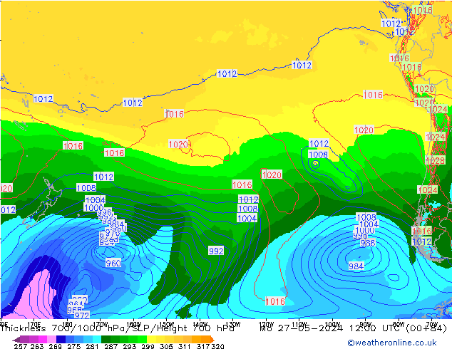 Thck 700-1000 hPa ECMWF Po 27.05.2024 12 UTC