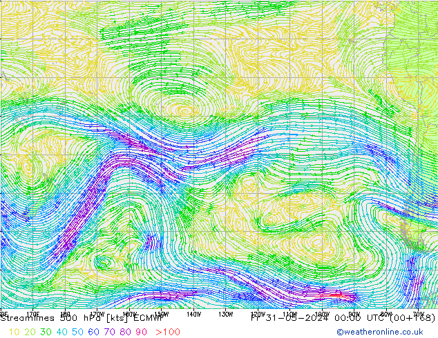 Streamlines 500 hPa ECMWF Fr 31.05.2024 00 UTC