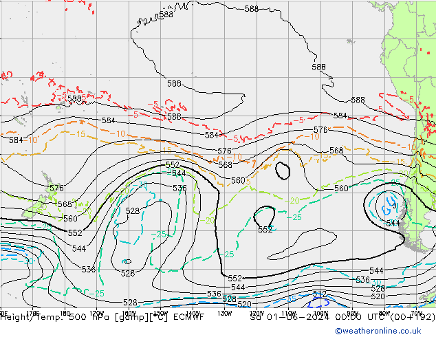 Z500/Rain (+SLP)/Z850 ECMWF сб 01.06.2024 00 UTC