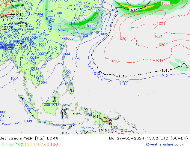 Corrente a getto ECMWF lun 27.05.2024 12 UTC