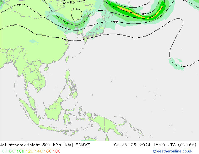 Jet stream/Height 300 hPa ECMWF Su 26.05.2024 18 UTC