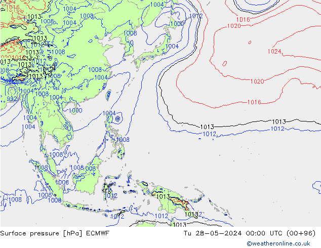 pressão do solo ECMWF Ter 28.05.2024 00 UTC