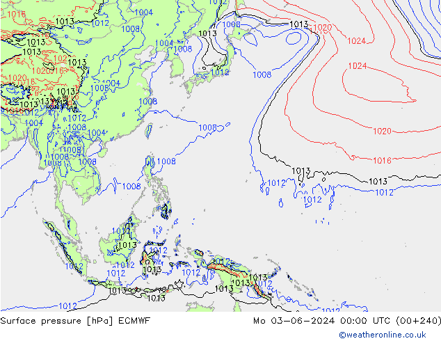 pressão do solo ECMWF Seg 03.06.2024 00 UTC