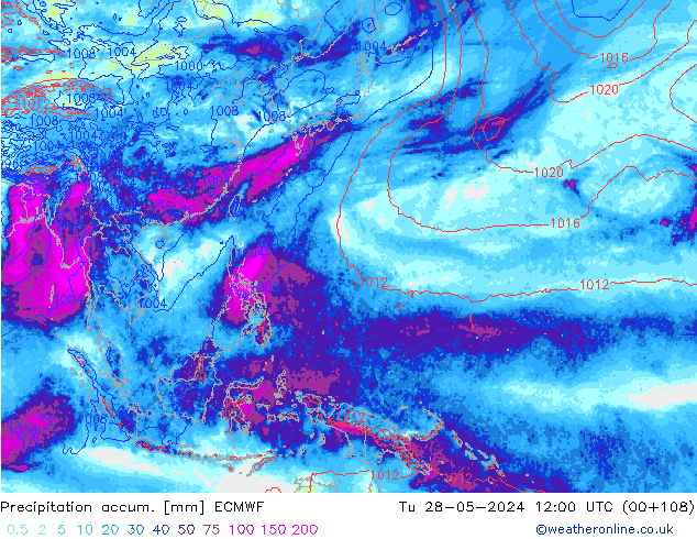 Totale neerslag ECMWF di 28.05.2024 12 UTC