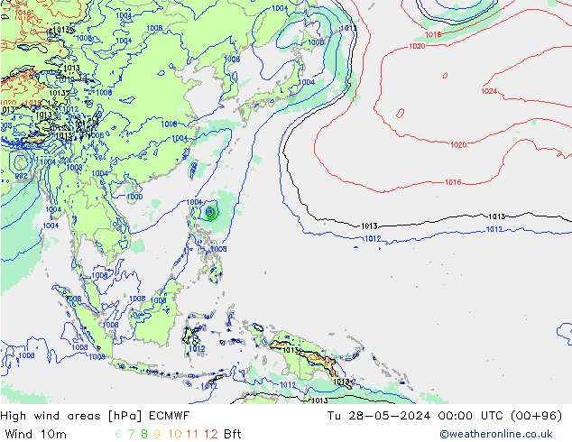 High wind areas ECMWF mar 28.05.2024 00 UTC