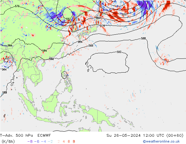 T-Adv. 500 hPa ECMWF So 26.05.2024 12 UTC