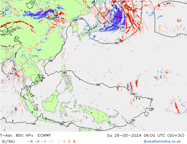 T-Adv. 850 hPa ECMWF Sáb 25.05.2024 06 UTC