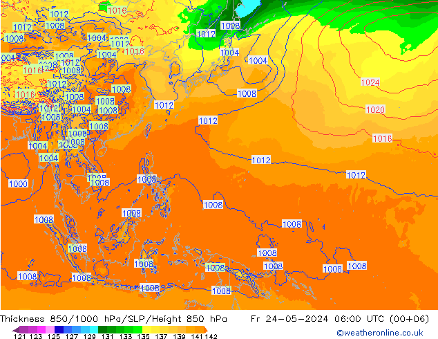 Schichtdicke 850-1000 hPa ECMWF Fr 24.05.2024 06 UTC