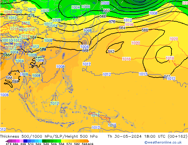 Thck 500-1000hPa ECMWF Th 30.05.2024 18 UTC