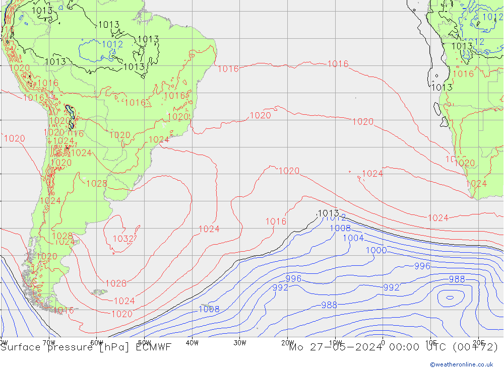 Luchtdruk (Grond) ECMWF ma 27.05.2024 00 UTC