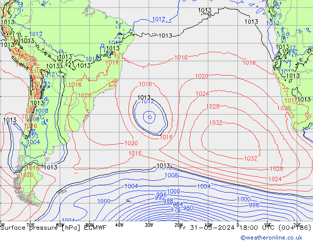 Pressione al suolo ECMWF ven 31.05.2024 18 UTC