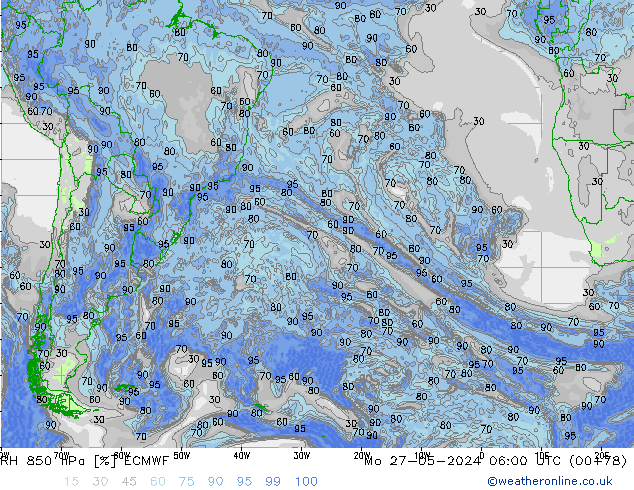 RH 850 hPa ECMWF Mo 27.05.2024 06 UTC