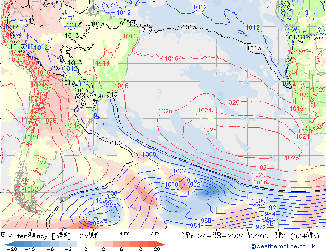 SLP tendency ECMWF Sex 24.05.2024 03 UTC