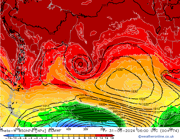 Theta-W 850hPa ECMWF pt. 31.05.2024 06 UTC