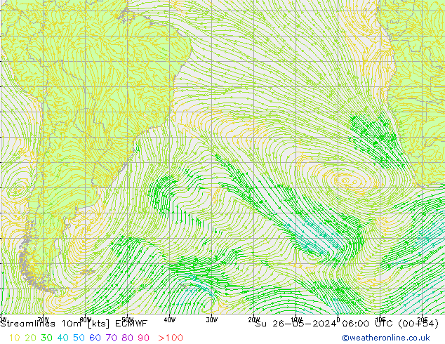 Stroomlijn 10m ECMWF zo 26.05.2024 06 UTC