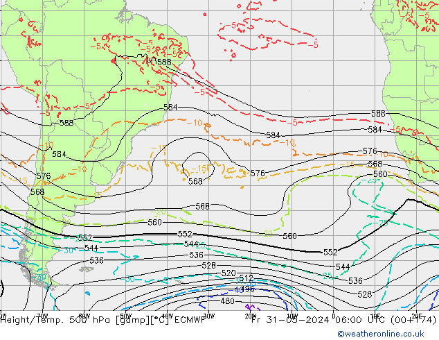 Z500/Rain (+SLP)/Z850 ECMWF vie 31.05.2024 06 UTC