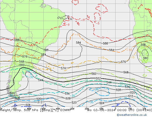 Height/Temp. 500 hPa ECMWF Seg 03.06.2024 00 UTC