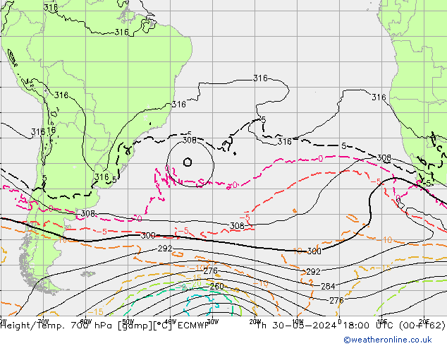 Géop./Temp. 700 hPa ECMWF jeu 30.05.2024 18 UTC