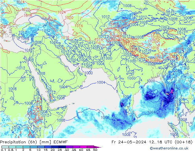 Z500/Rain (+SLP)/Z850 ECMWF Fr 24.05.2024 18 UTC