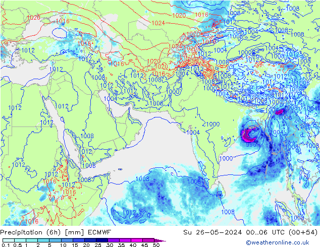 Z500/Rain (+SLP)/Z850 ECMWF dom 26.05.2024 06 UTC