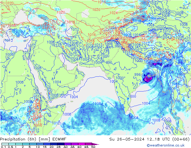 Z500/Rain (+SLP)/Z850 ECMWF Su 26.05.2024 18 UTC