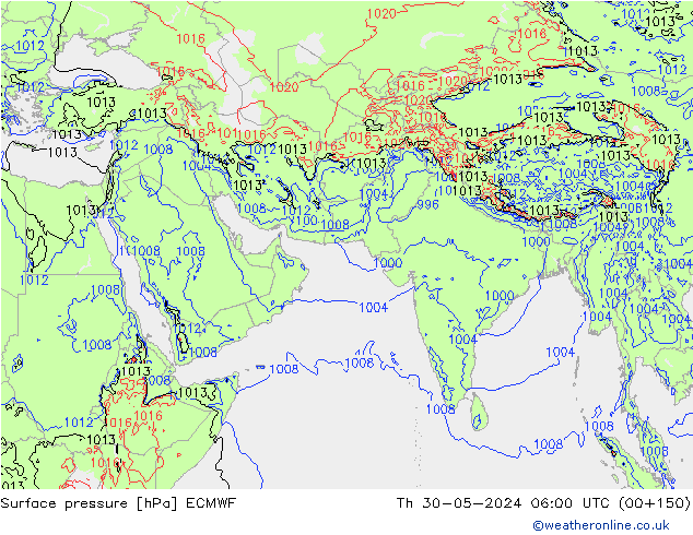 Surface pressure ECMWF Th 30.05.2024 06 UTC