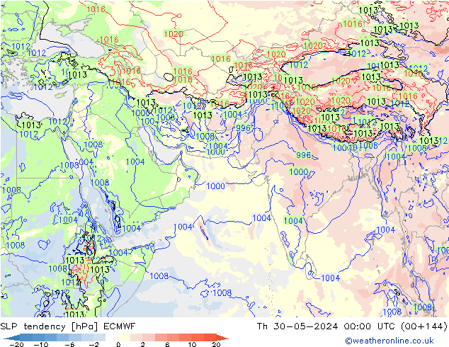 Tendenza di Pressione ECMWF gio 30.05.2024 00 UTC