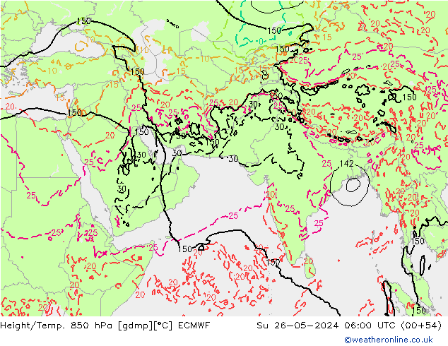 Z500/Rain (+SLP)/Z850 ECMWF dom 26.05.2024 06 UTC