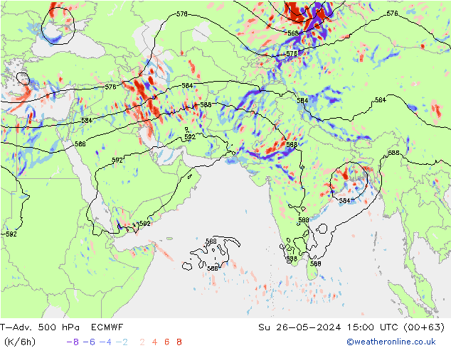 T-Adv. 500 hPa ECMWF Su 26.05.2024 15 UTC