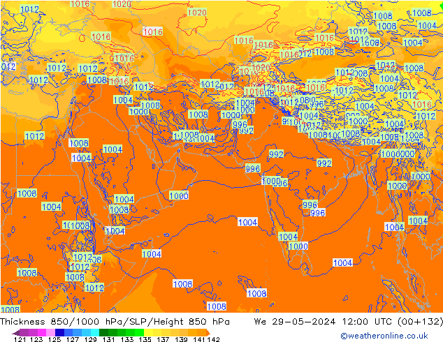 850-1000 hPa Kalınlığı ECMWF Çar 29.05.2024 12 UTC