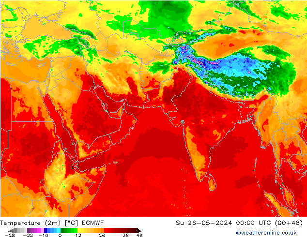 température (2m) ECMWF dim 26.05.2024 00 UTC