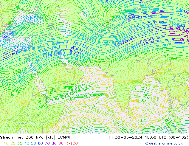 ветер 300 гПа ECMWF чт 30.05.2024 18 UTC