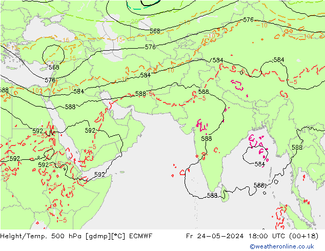 Z500/Rain (+SLP)/Z850 ECMWF Fr 24.05.2024 18 UTC