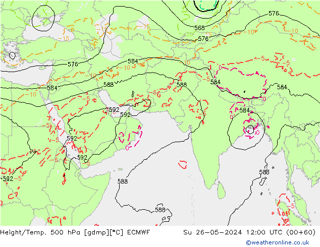 Geop./Temp. 500 hPa ECMWF dom 26.05.2024 12 UTC