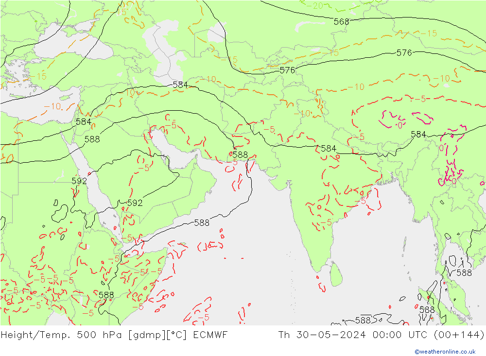 Height/Temp. 500 hPa ECMWF Th 30.05.2024 00 UTC