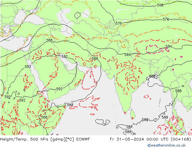 Z500/Rain (+SLP)/Z850 ECMWF ven 31.05.2024 00 UTC