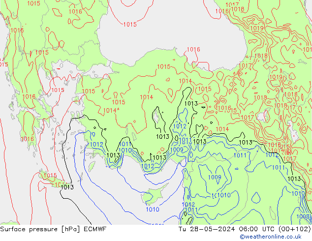 Yer basıncı ECMWF Sa 28.05.2024 06 UTC