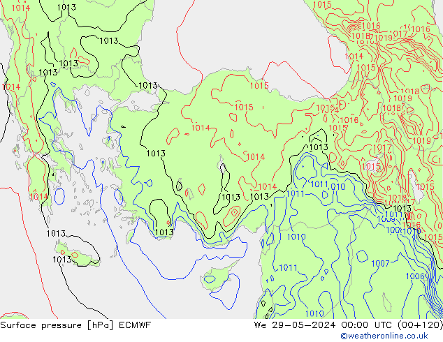 pressão do solo ECMWF Qua 29.05.2024 00 UTC