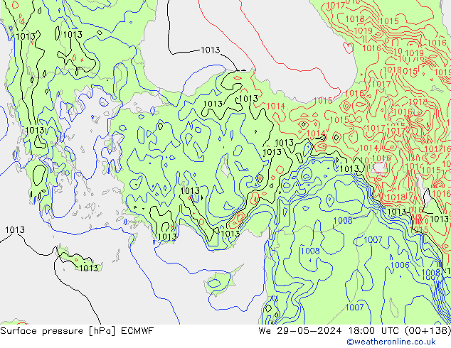 Surface pressure ECMWF We 29.05.2024 18 UTC