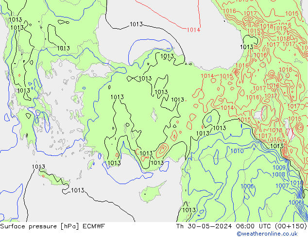 Presión superficial ECMWF jue 30.05.2024 06 UTC