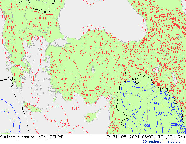 Surface pressure ECMWF Fr 31.05.2024 06 UTC