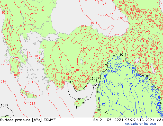 Luchtdruk (Grond) ECMWF za 01.06.2024 06 UTC