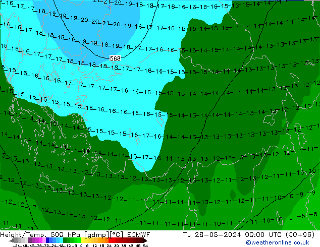 Z500/Rain (+SLP)/Z850 ECMWF Tu 28.05.2024 00 UTC