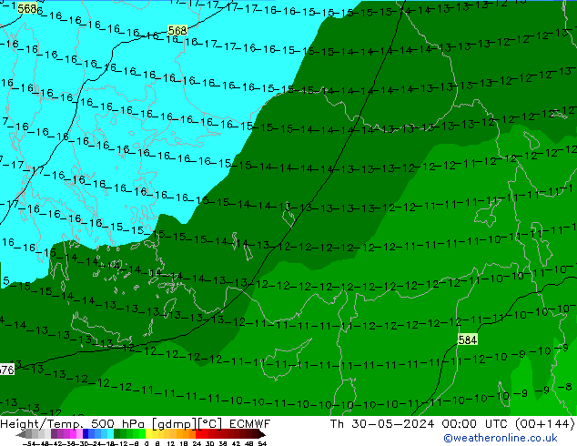 Z500/Rain (+SLP)/Z850 ECMWF Th 30.05.2024 00 UTC