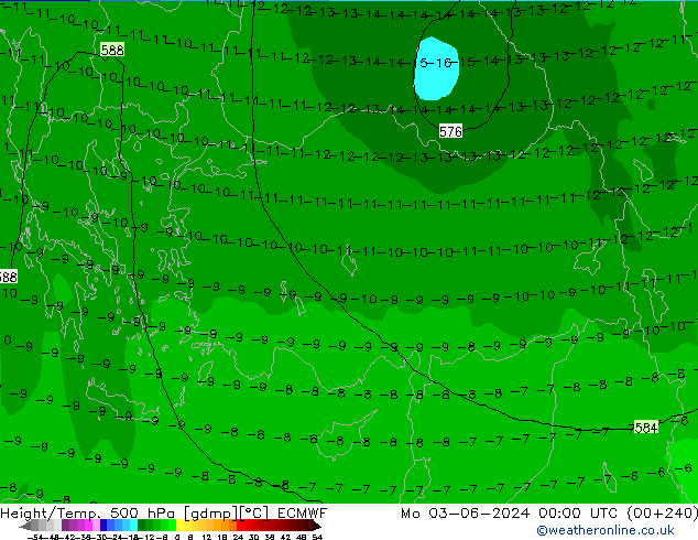 Z500/Rain (+SLP)/Z850 ECMWF Seg 03.06.2024 00 UTC