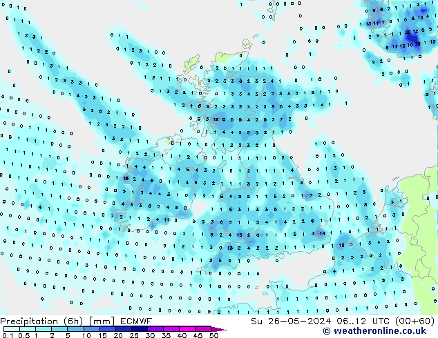 Z500/Rain (+SLP)/Z850 ECMWF Su 26.05.2024 12 UTC